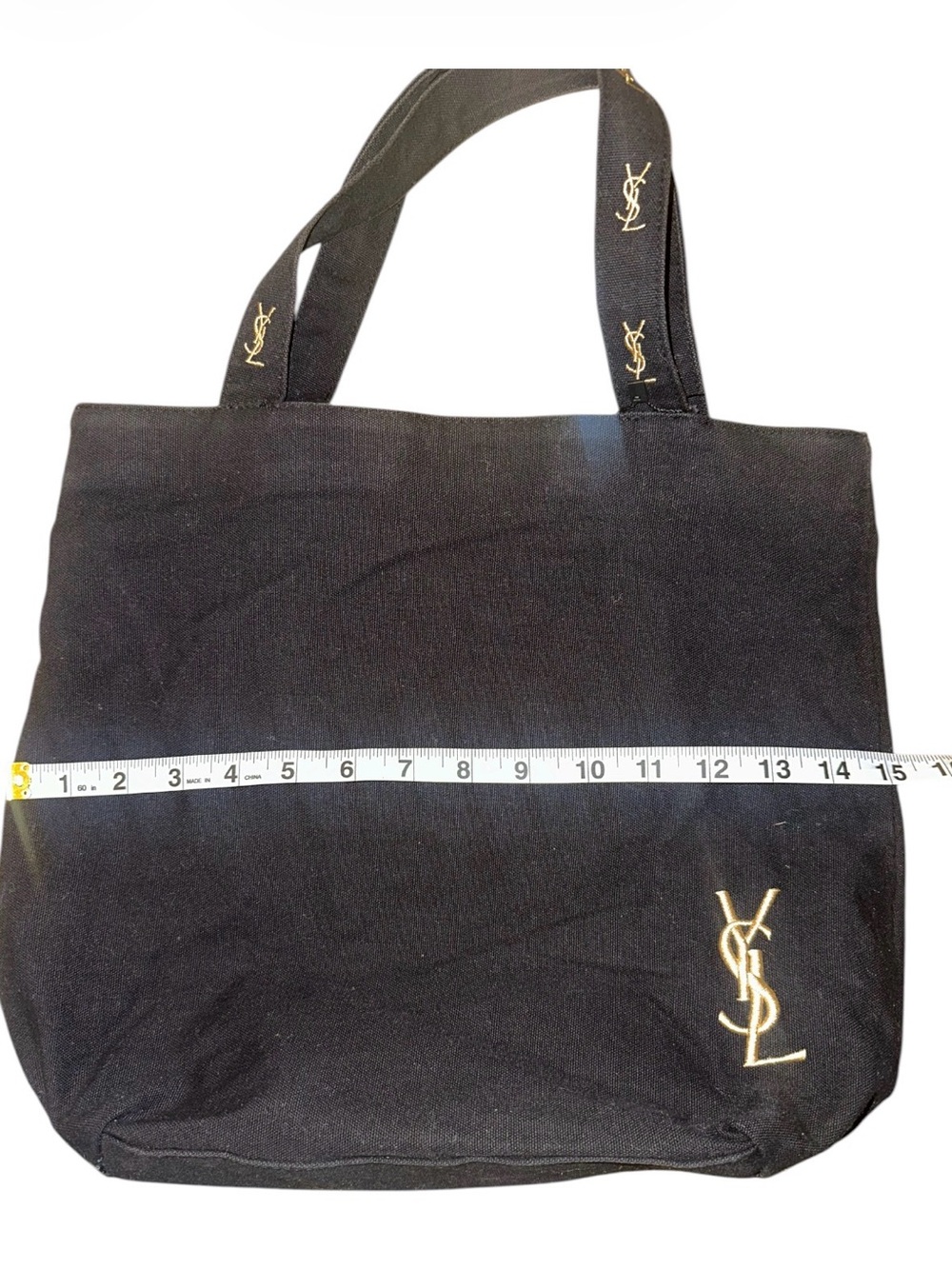 Yves Saint Laurent perfums Black Canvas Tote with Gold YSL Emblem - Picture 15 of 16